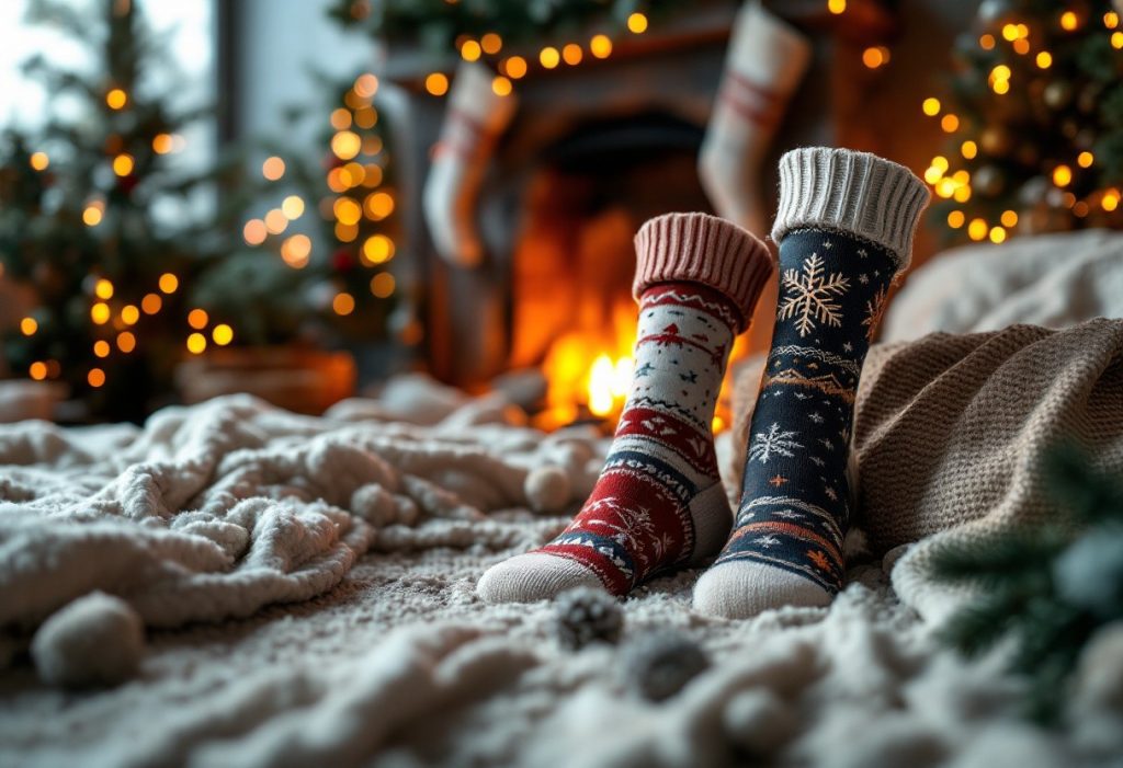 Assortir vos chaussettes festives à votre décoration de cheminée