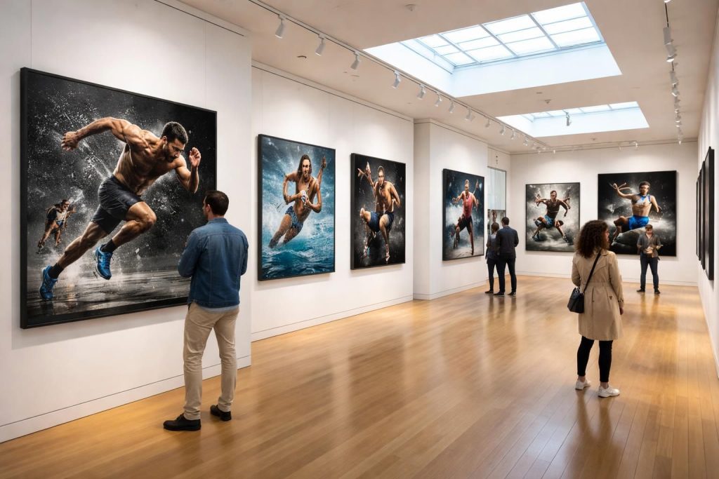 Photographie sportive dans la Galerie Oberkampf avec des clichés d&rsquo;athlètes en action