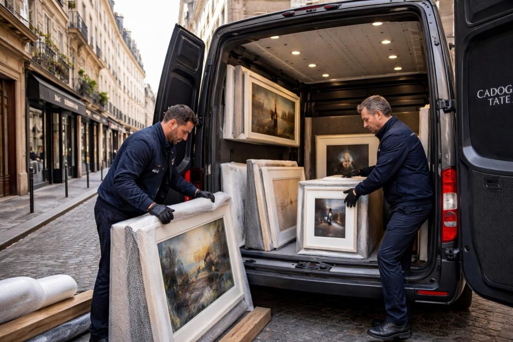 Transporter vos toiles et photographies avec Fine Art Shippers et Cadogan Tate vers les galeries du Marais à Paris