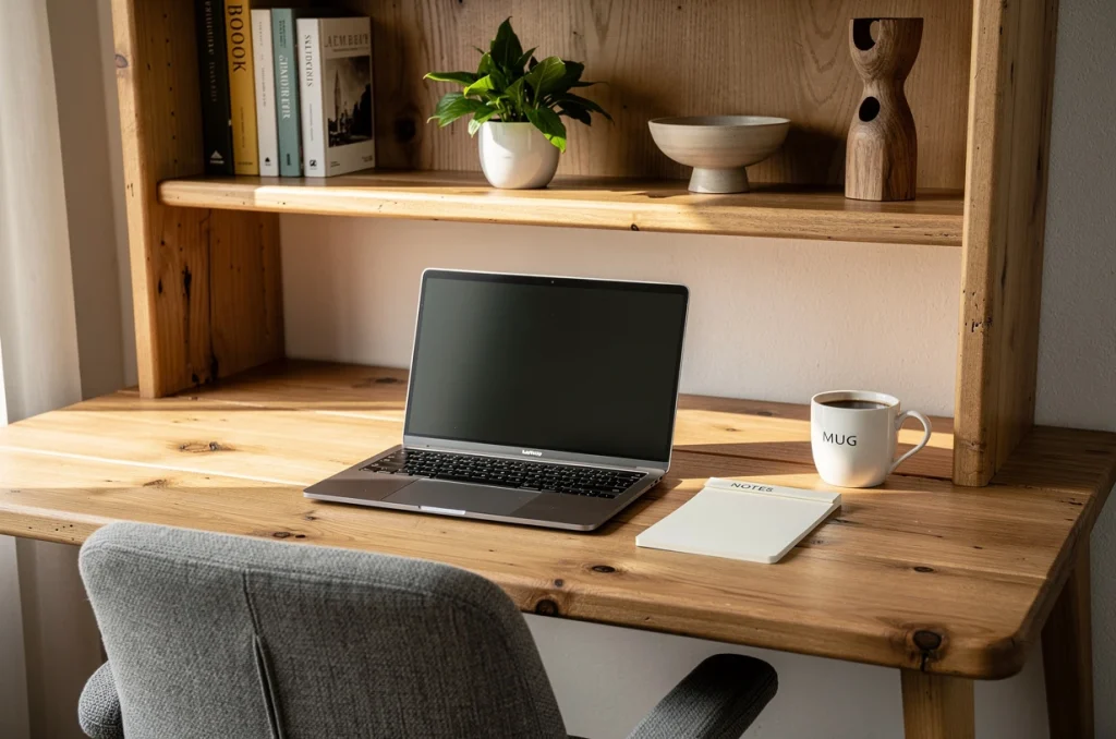 Bureau avec étagères : l’idéal pour le télétravail efficace et organisé